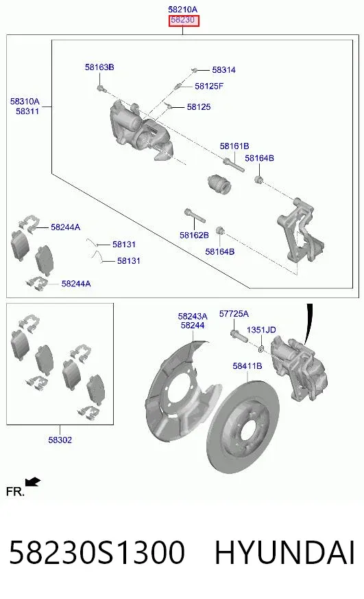 Суппорт задний правый 58230S1300 Hyundai/Kia