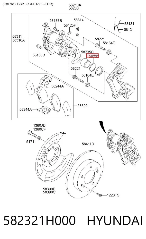 Сальник суппорта заднего 582321H000 Hyundai/Kia