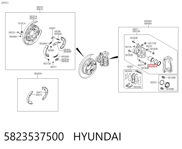 Поршень суппорта тормозного заднего 5823537500 Hyundai/Kia
