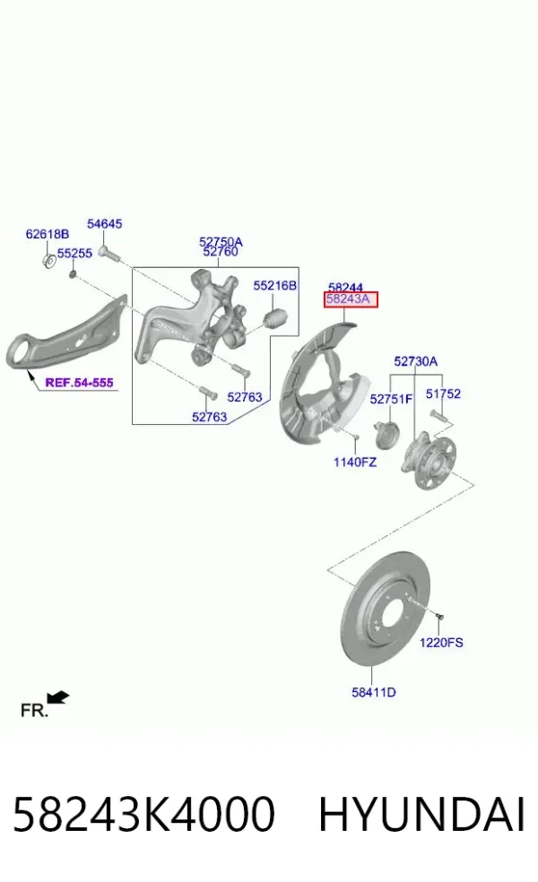Защита тормозного диска заднего левая 58243K4000 Hyundai/Kia