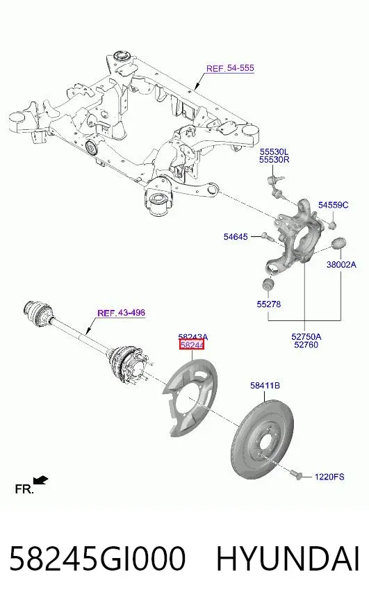 Защита тормозного диска заднего правая 58245GI000 Hyundai/Kia