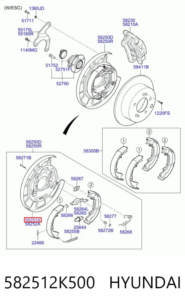Защита тормозного диска заднего левая 582512K500 Hyundai/Kia