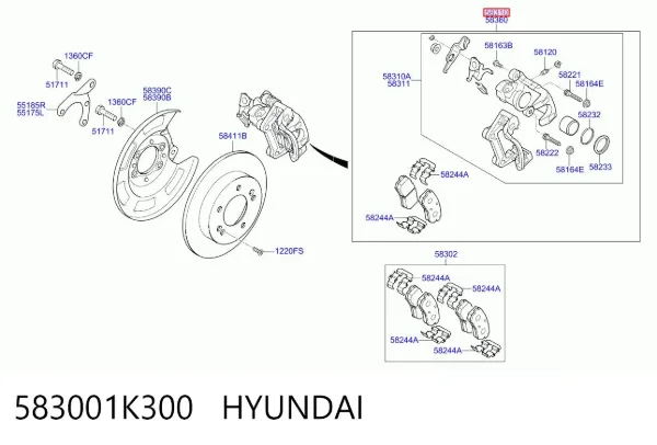 Суппорт задний левый 583001K300 Hyundai/Kia
