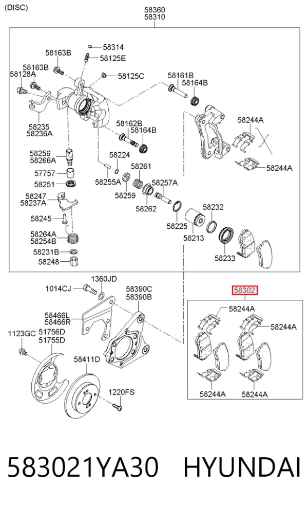 Задние тормозные колодки 583021YA30 Hyundai/Kia