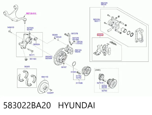 Задние тормозные колодки 583022BA20 Hyundai/Kia