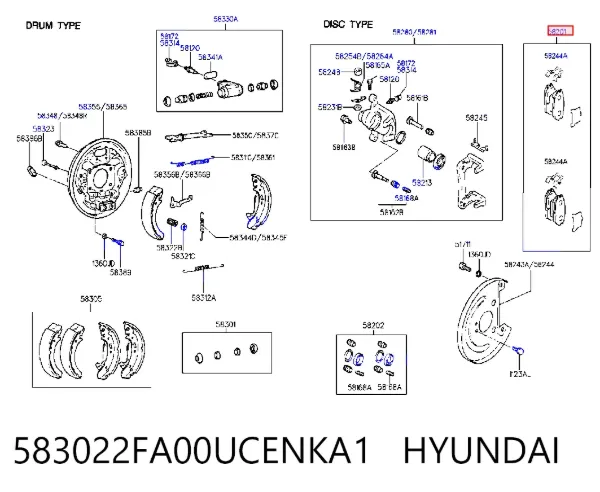 Задние тормозные колодки 583022FA00UCENKA1 Hyundai/Kia