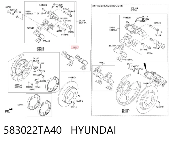 Задние тормозные колодки 583022TA40 Hyundai/Kia