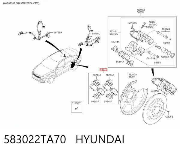 Задние тормозные колодки 583022TA70 Hyundai/Kia