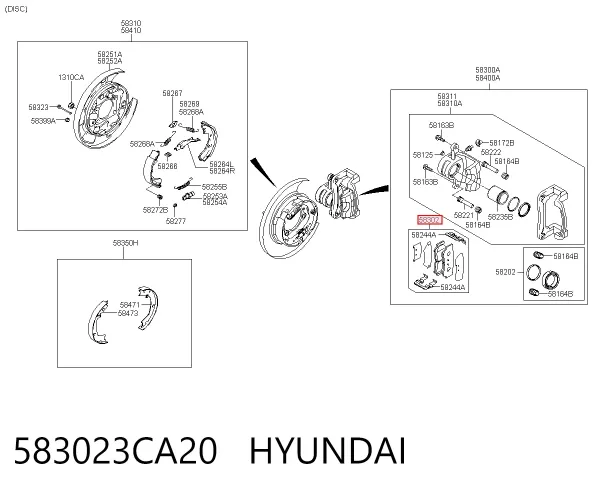 Задние тормозные колодки 583023CA20 Hyundai/Kia