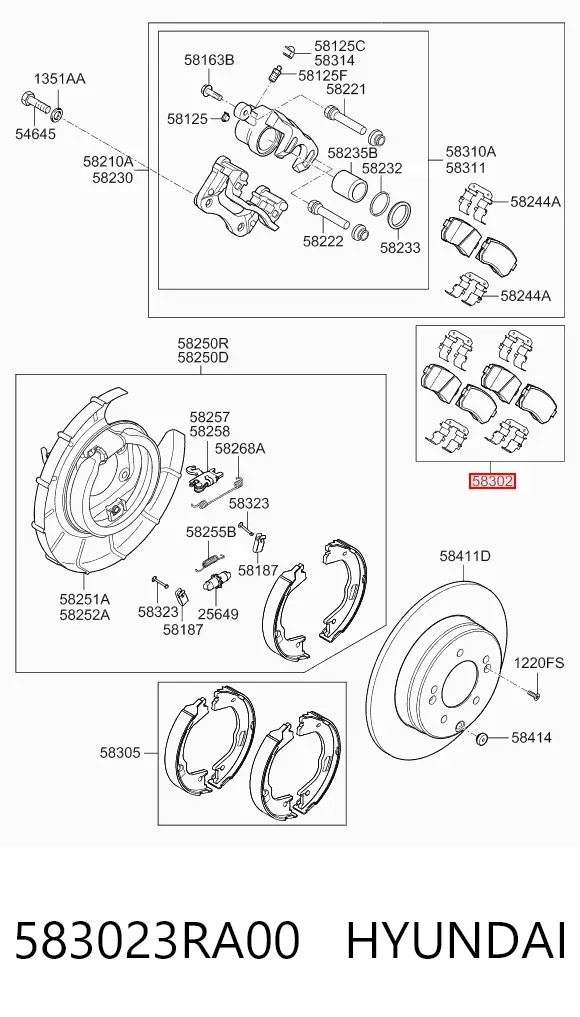 Задние тормозные колодки 583023RA00 Hyundai/Kia