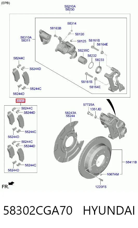 Задние тормозные колодки 58302CGA70 Hyundai/Kia