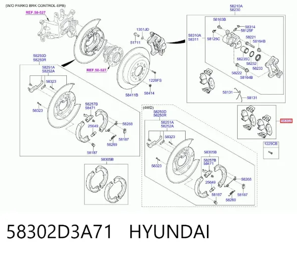 Задние тормозные колодки 58302D3A71 Hyundai/Kia