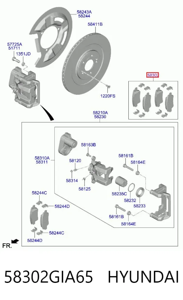 Задние тормозные колодки 58302GIA65 Hyundai/Kia
