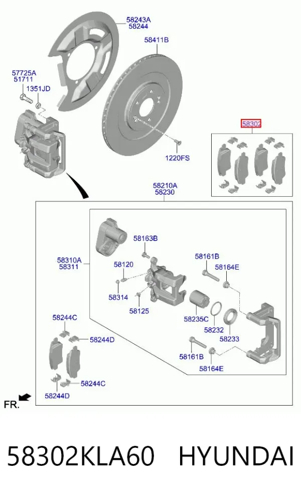 Задние тормозные колодки 58302KLA60 Hyundai/Kia