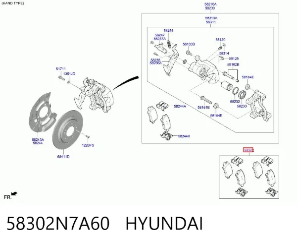 Задние тормозные колодки 58302N7A60 Hyundai/Kia