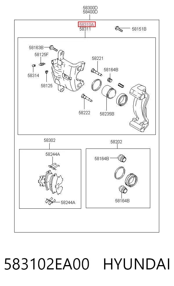 Суппорт задний левый 583102EA00 Hyundai/Kia