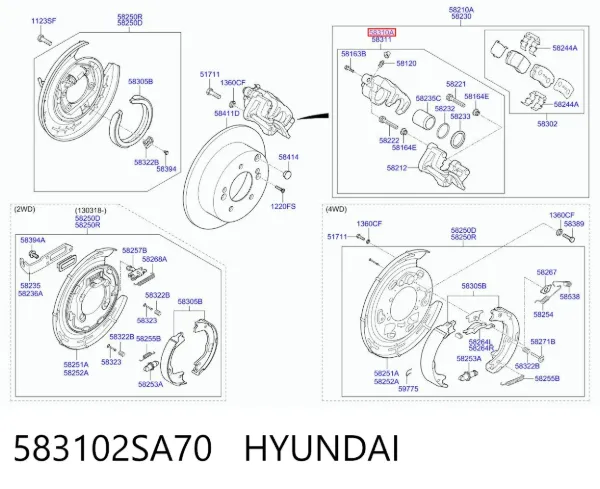 Суппорт задний левый 583102SA70 Hyundai/Kia