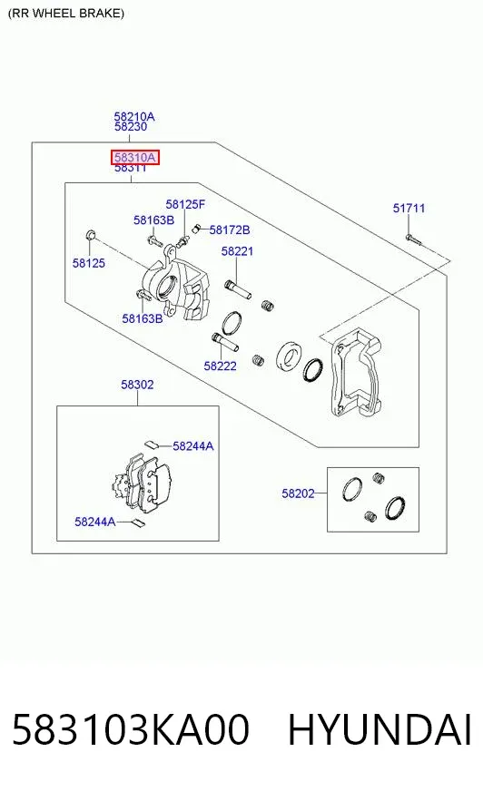 Суппорт задний левый 583103KA00 Hyundai/Kia