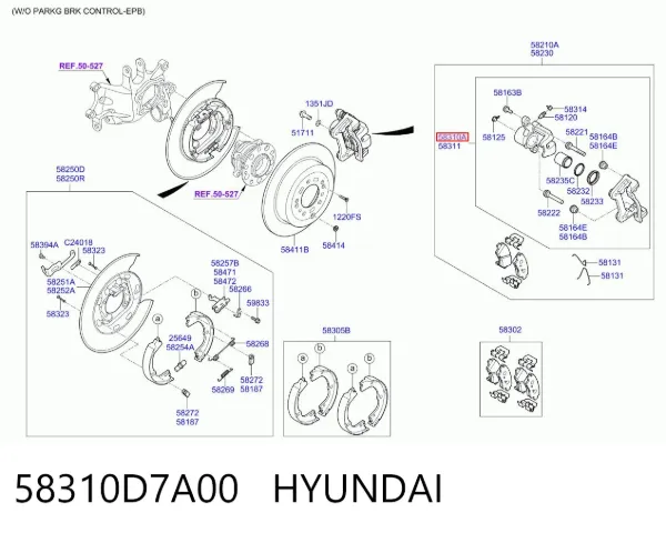 Суппорт задний левый 58310D7A00 Hyundai/Kia