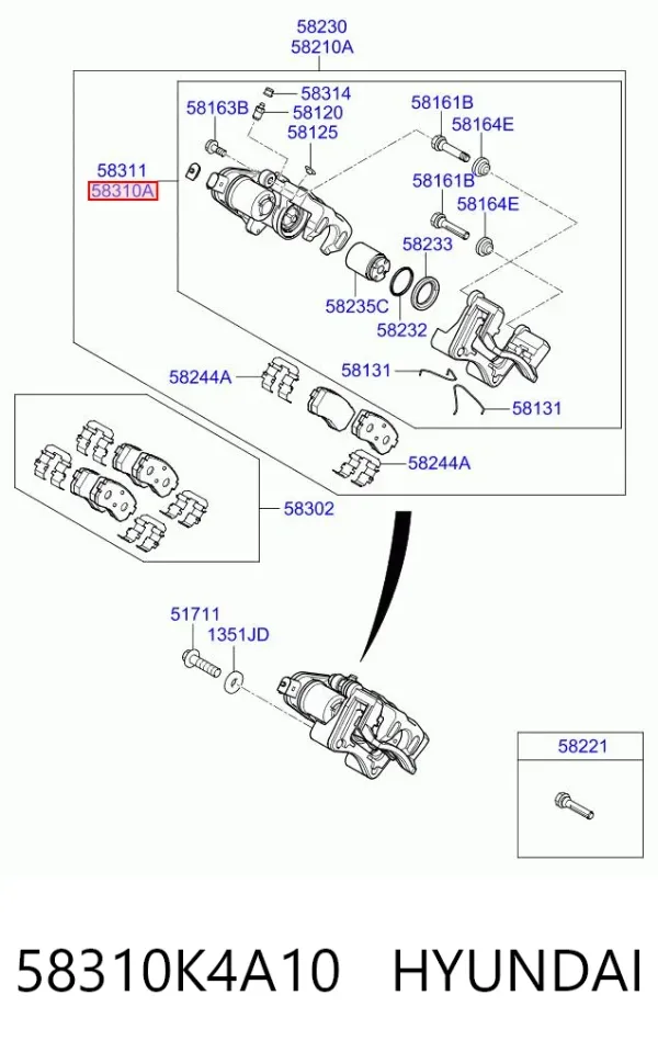 Суппорт задний левый 58310K4A10 Hyundai/Kia