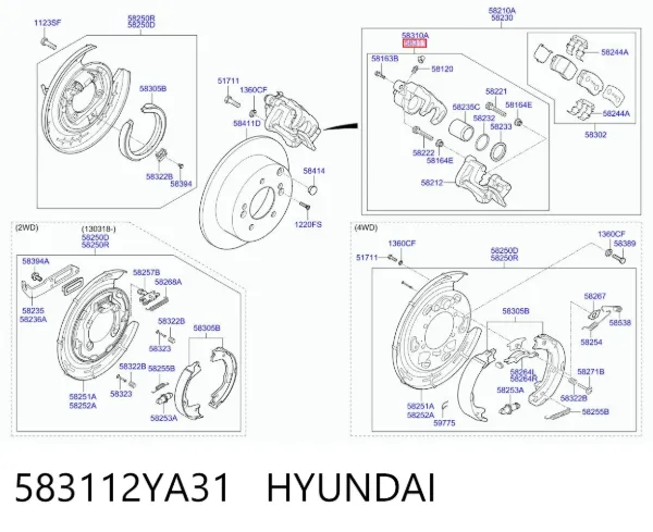 Суппорт задний правый 583112YA31 Hyundai/Kia