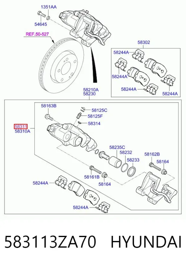 Суппорт задний правый 583113ZA70 Hyundai/Kia