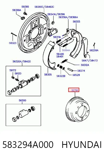 Тормозной барабан 583294A000 Hyundai/Kia