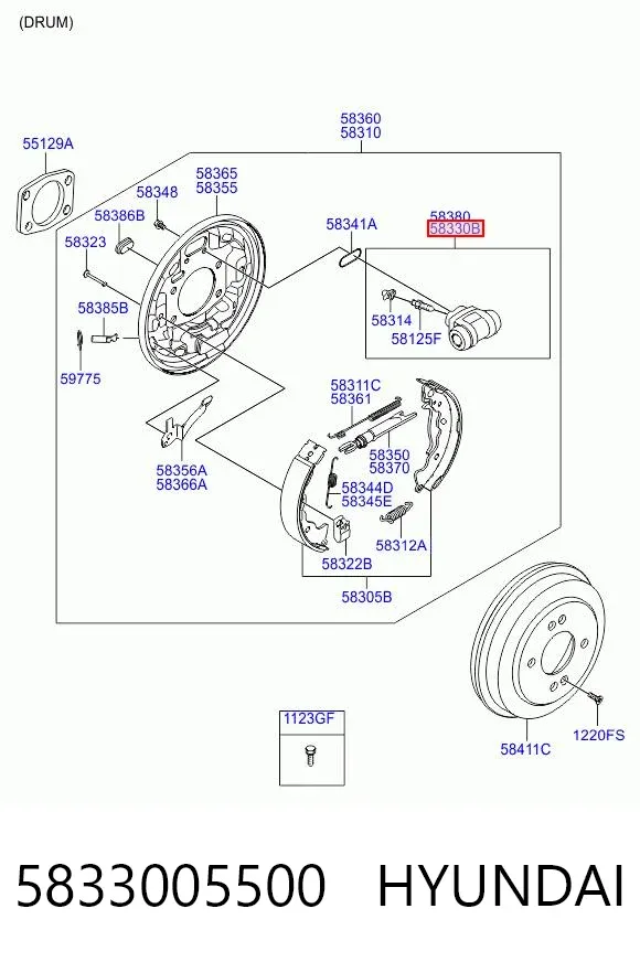 Цилиндр тормозной колесный 5833005500 Hyundai/Kia