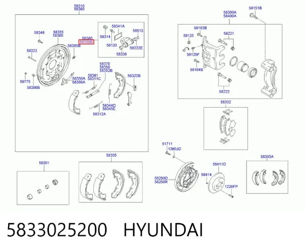 Цилиндр тормозной колесный 5833025200 Hyundai/Kia