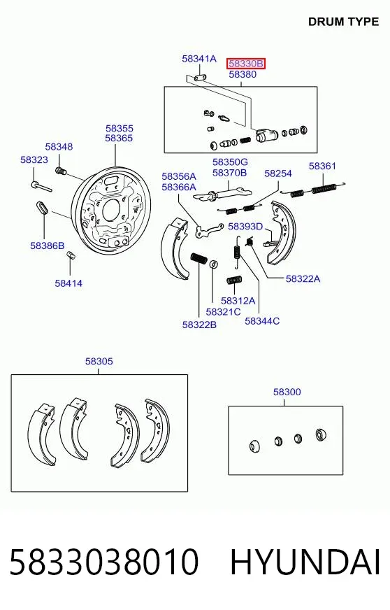 Цилиндр тормозной колесный 5833038010 Hyundai/Kia