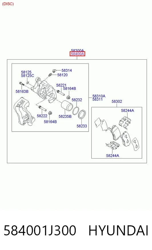 Суппорт задний правый 584001J300 Hyundai/Kia