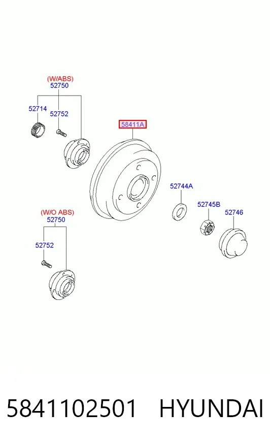 Тормозной барабан 5841102501 Hyundai/Kia