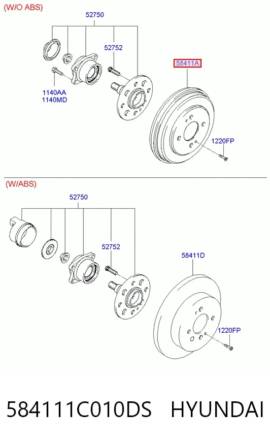 Тормозной барабан 584111C010DS Hyundai/Kia
