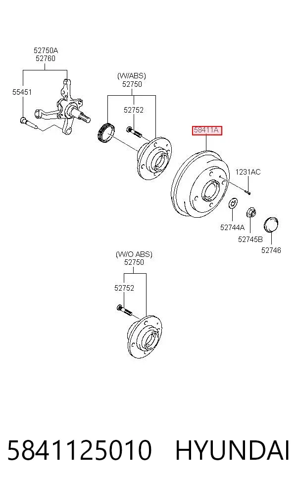 Тормозной барабан 5841125010 Hyundai/Kia