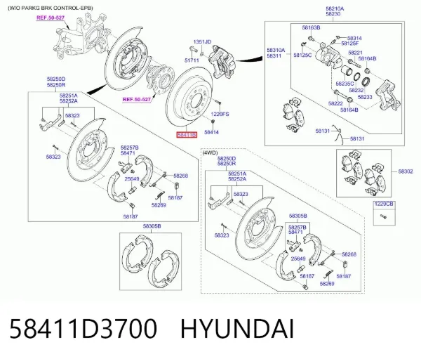 Тормозные диски 58411D3700 Hyundai/Kia