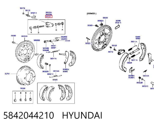 Цилиндр тормозной колесный 5842044210 Hyundai/Kia