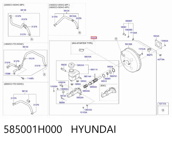 Главный тормозной цилиндр 585001H000 Hyundai/Kia