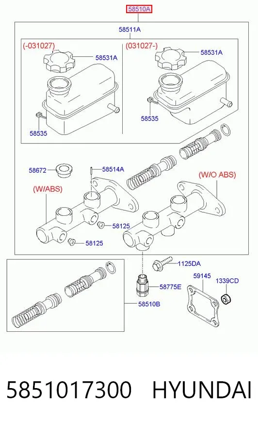 Главный тормозной цилиндр 5851017300 Hyundai/Kia