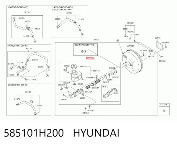 Главный тормозной цилиндр 585101H200 Hyundai/Kia