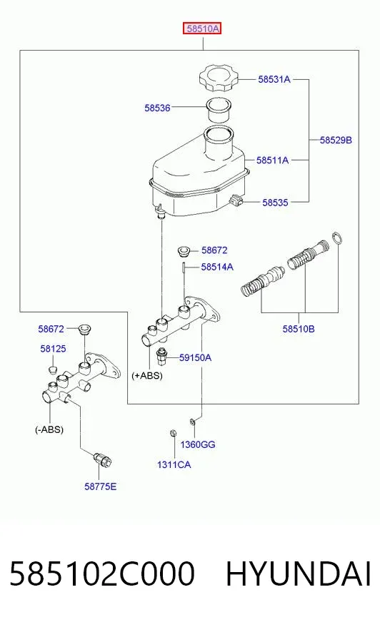 Главный тормозной цилиндр 585102C000 Hyundai/Kia