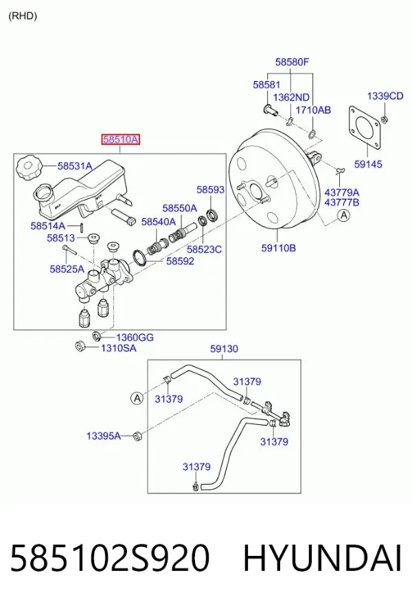 Главный тормозной цилиндр 585102S920 Hyundai/Kia