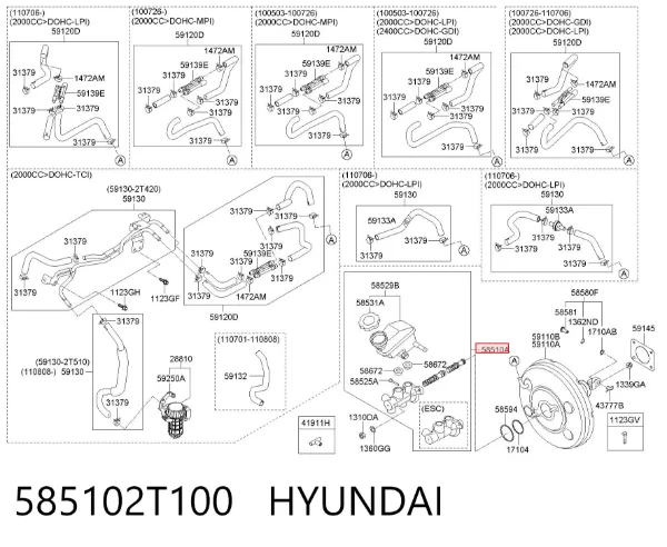 Главный тормозной цилиндр 585102T100 Hyundai/Kia