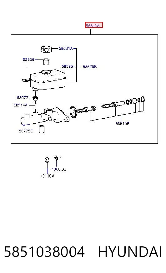 Главный тормозной цилиндр 5851038004 Hyundai/Kia
