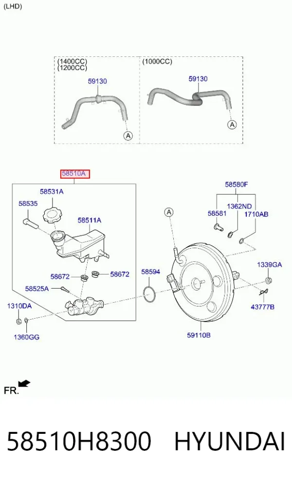 Главный тормозной цилиндр 58510H8300 Hyundai/Kia