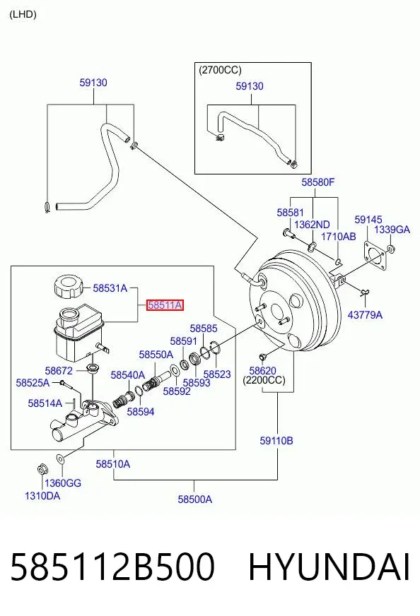 Бачок тормозной 585112B500 Hyundai/Kia