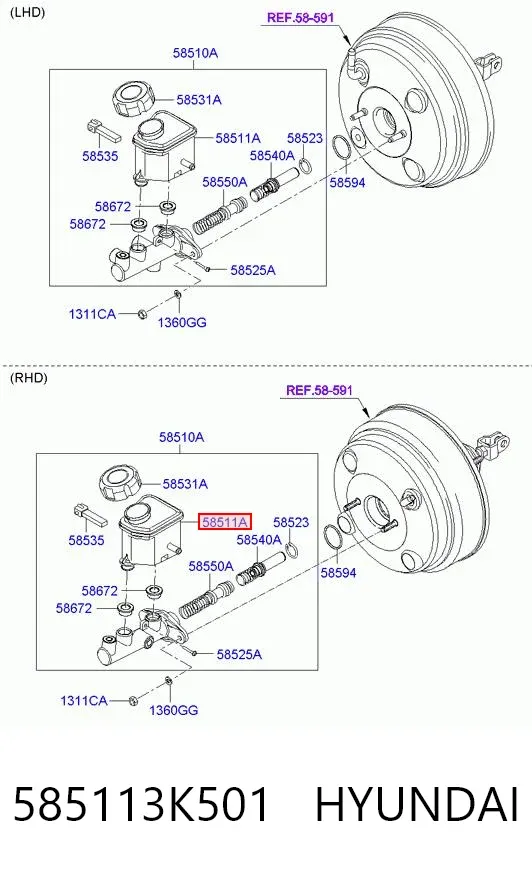 Бачок тормозной 585113K501 Hyundai/Kia