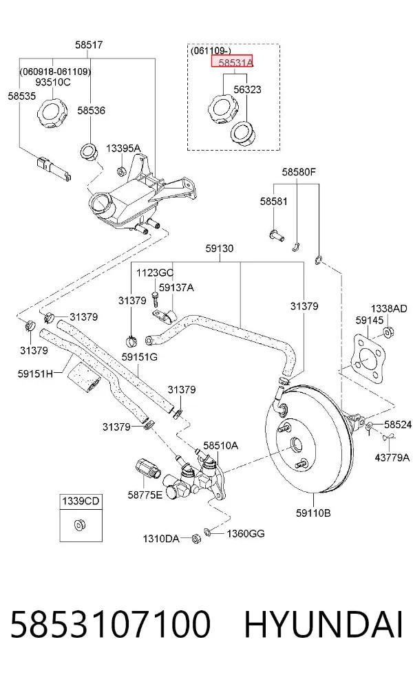 Крышка бачка главного тормозного цилиндра 5853107100 Hyundai/Kia
