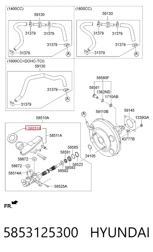 Крышка бачка главного тормозного цилиндра 5853125300 Hyundai/Kia