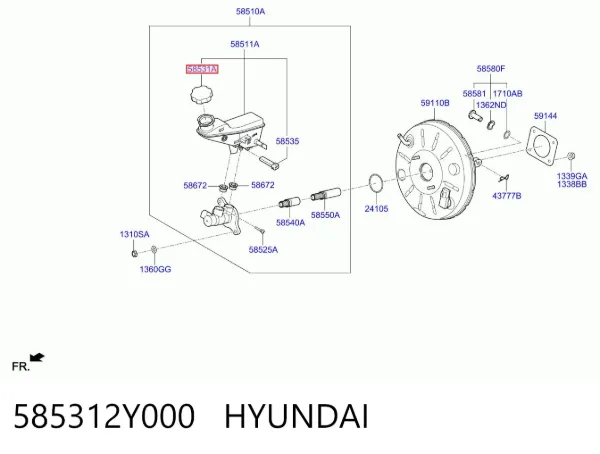 Крышка бачка главного тормозного цилиндра 585312Y000 Hyundai/Kia