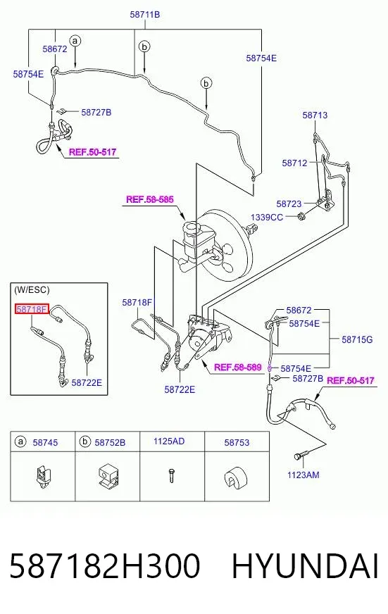 Шланг тормозной задний левый 587182H300 Hyundai/Kia